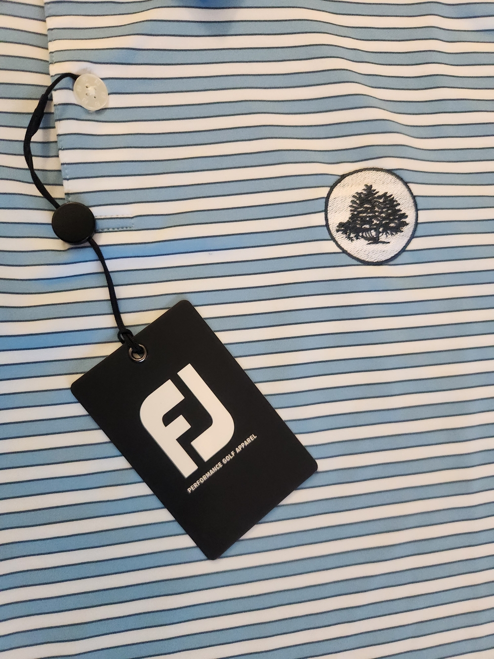 FootJoy NWT Lisle Mini Stripe Men's Golf Polo XL Blue/White Striped Wicking - Picture 5 of 10